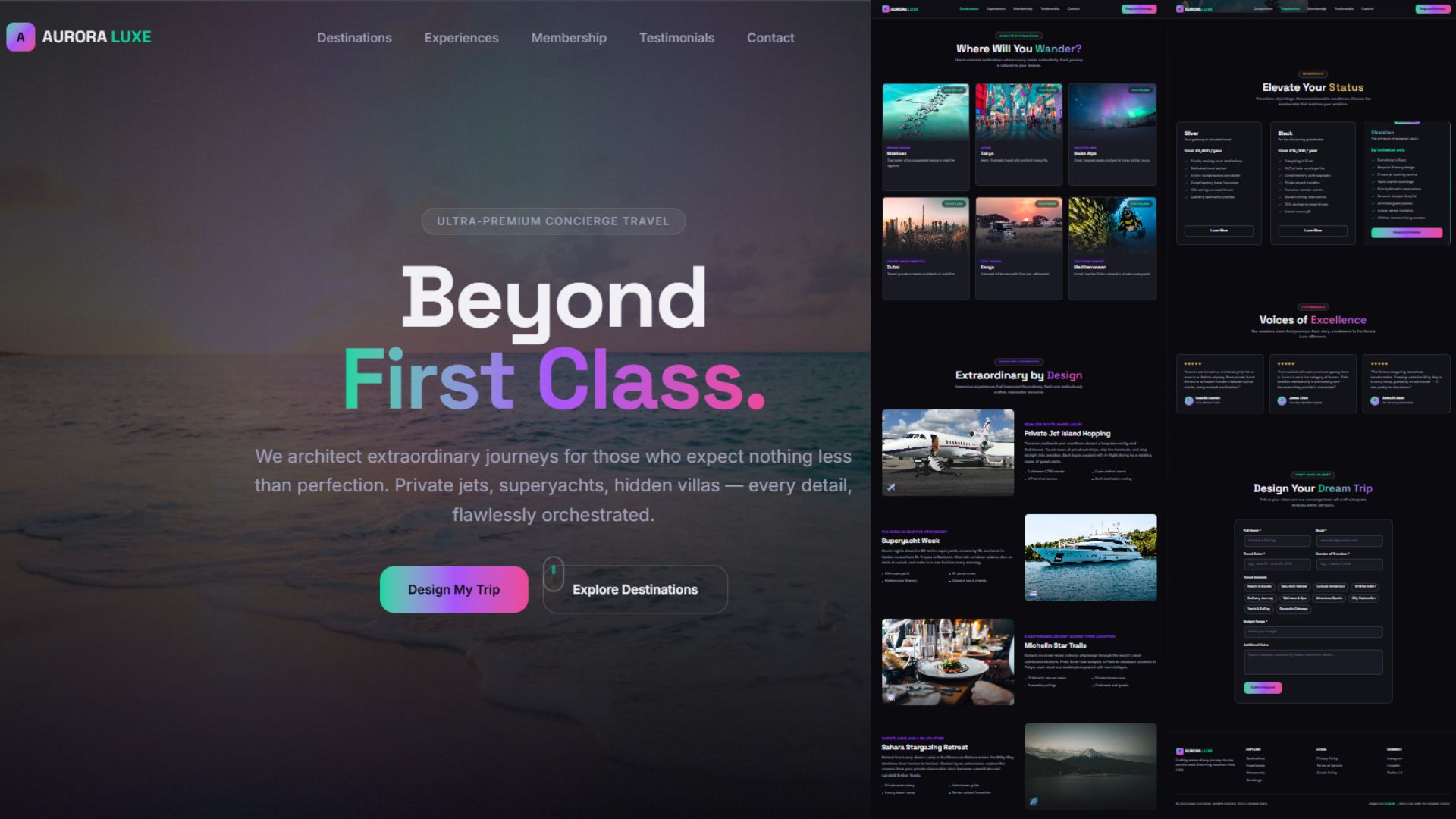 Aurora Luxe website